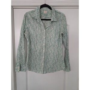 J. Crew The Perfect Shirt Floral Print Button‎ Down Long Women's Medium preppy